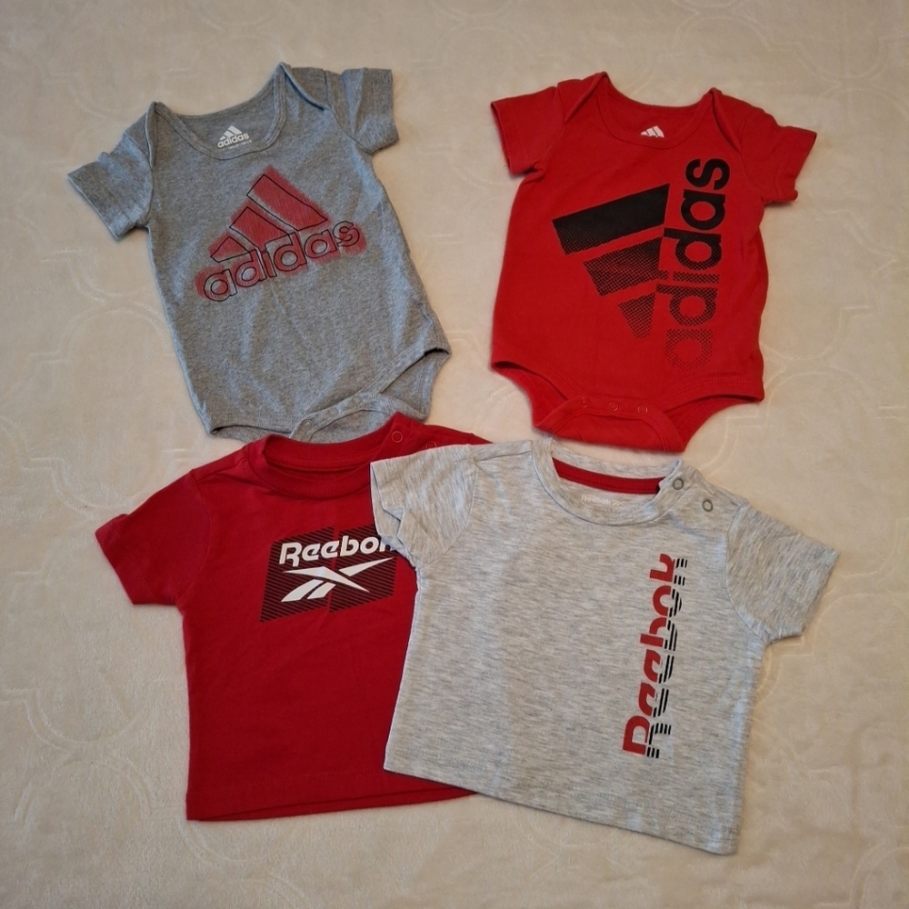 Adidas and Reebok Baby Red and Gray Shirts Set